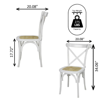 Cassis Traditional X-Back Wood Rattan Dining Chair - JONATHAN Y